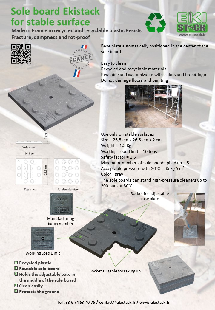Sole board Ekistack for stable surfaces